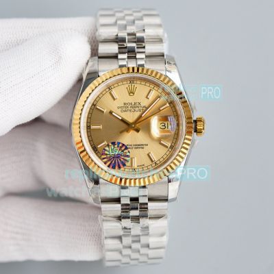 Replica Rolex Datejust 36MM Jubilee Watch SS Yellow Gold Dial & Bezel